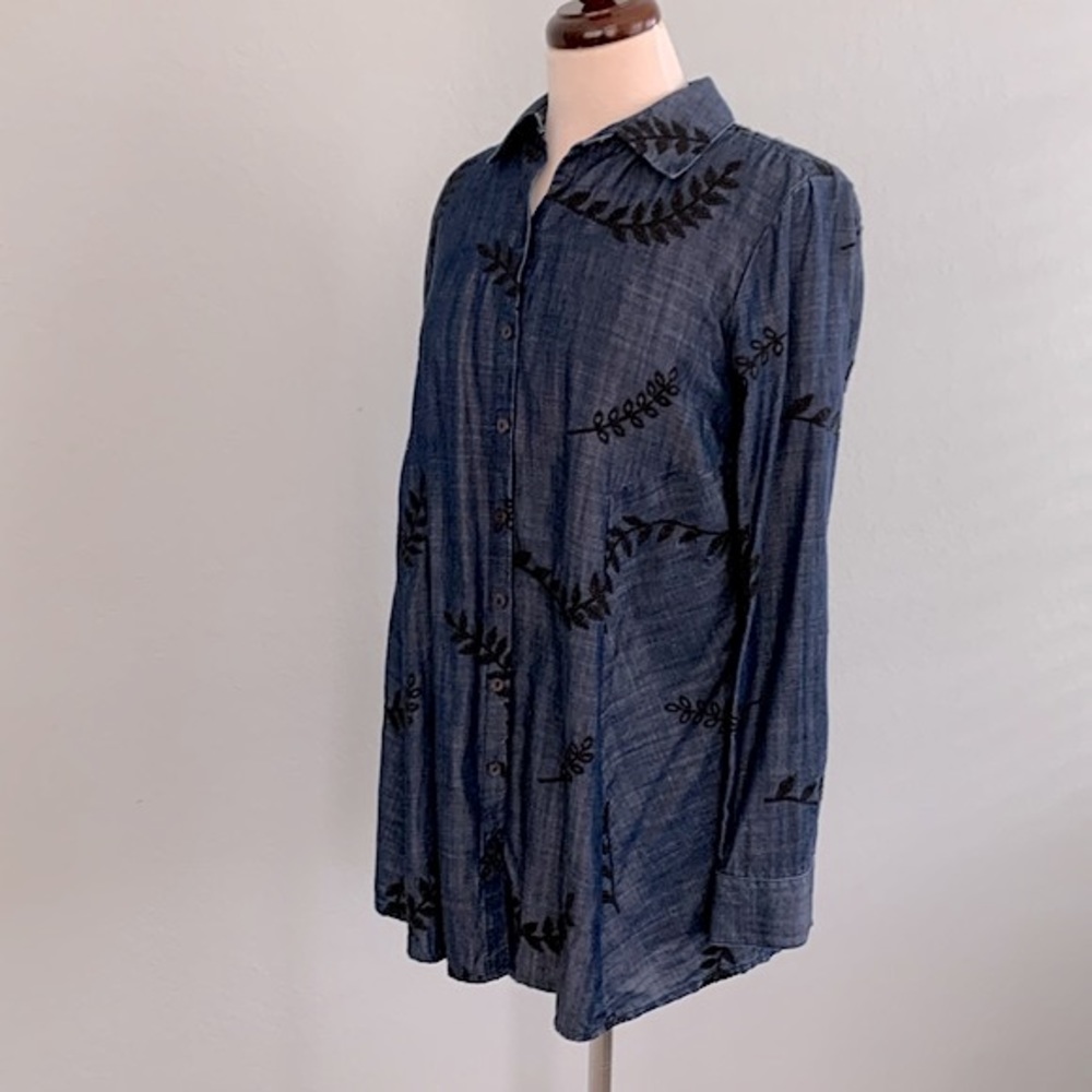 Soft Surroundings Papyrus Embroidered Tencel Shirt - Picture 4 of 11